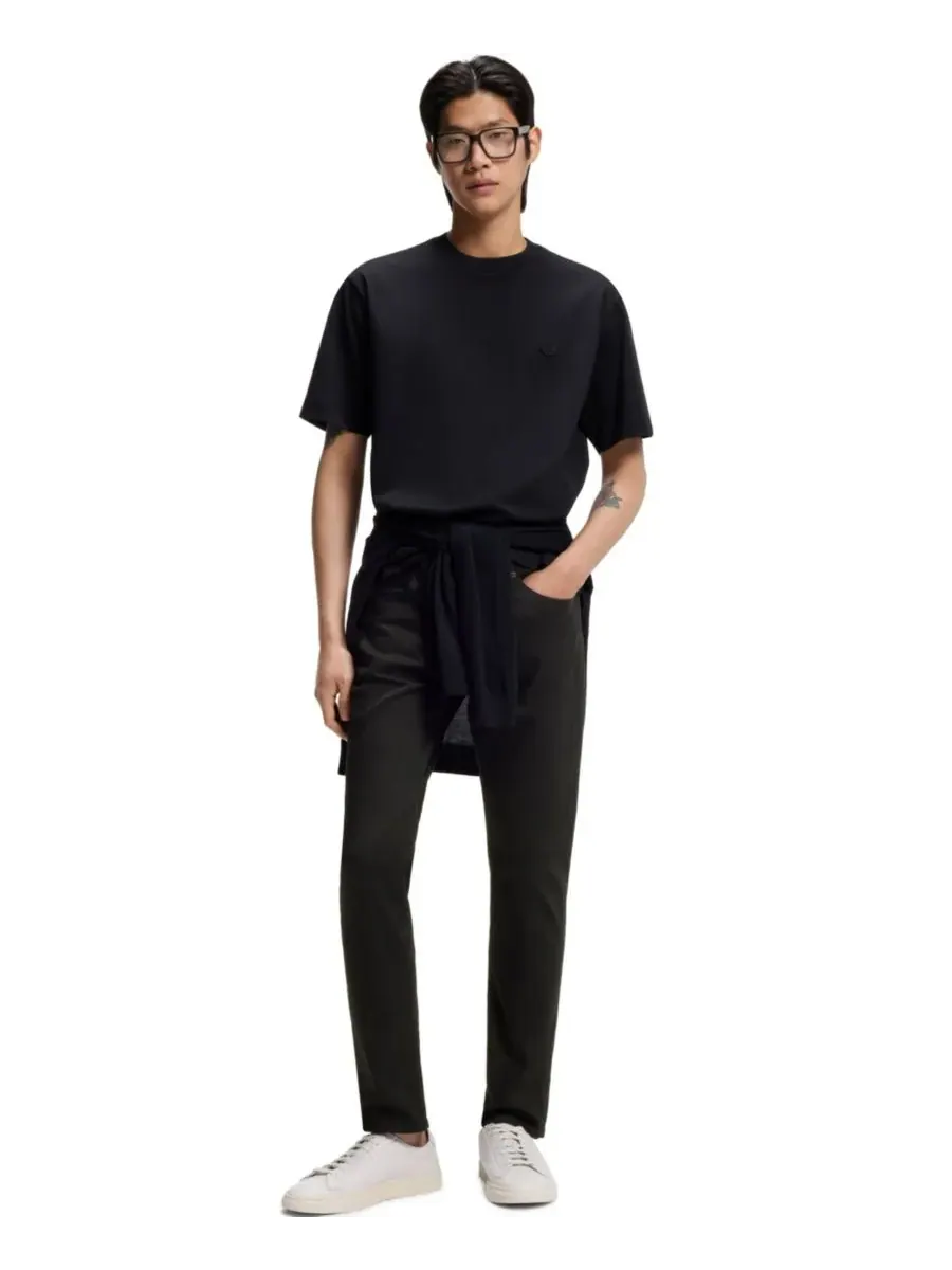 Мужские брюки Delaware Slim-Fit из износостойкой саржи Hugo Boss — изображение 3 из 5, черный