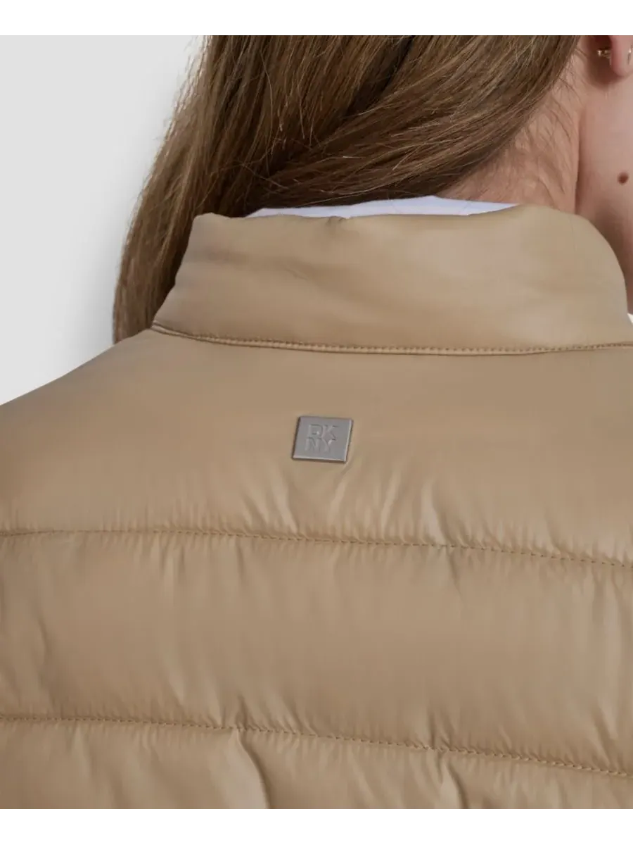 Женское короткое пальто с карманным воротником в стиле мотоциклиста DKNY — изображение 6 из 6, хаки