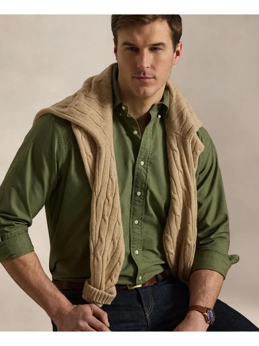 Мужская рубашка Оксфорд больших размеров, окрашенная в готовом виде Polo Ralph Lauren — изображение 3 из 6, садовая тропинка