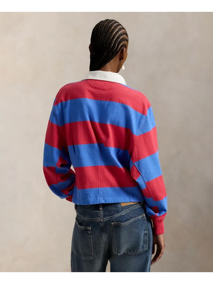 Женская регбийная рубашка в широкую полоску Polo Ralph Lauren — изображение 4 из 4, красный/синий