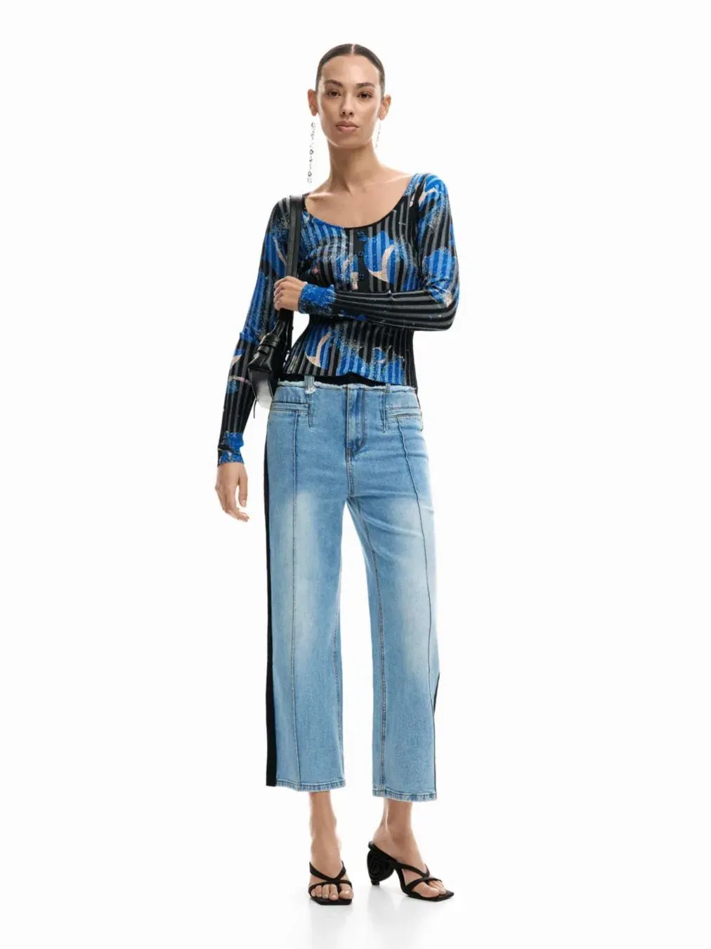 Женские джинсовые брюки из двух материалов Desigual — изображение 2 из 5, синий