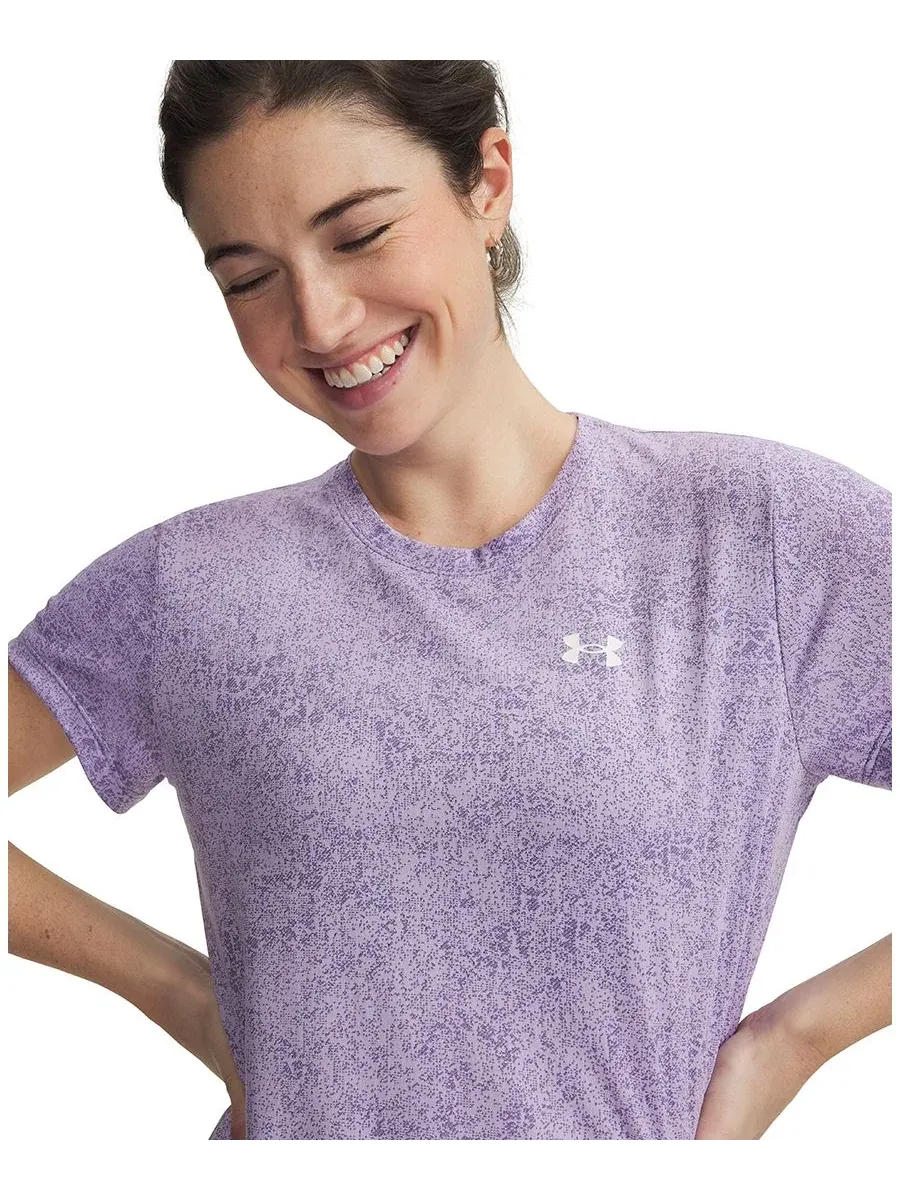 Женская футболка с коротким рукавом Tech Pixelate Under Armour — изображение 2 из 3, фиолетовый/белый