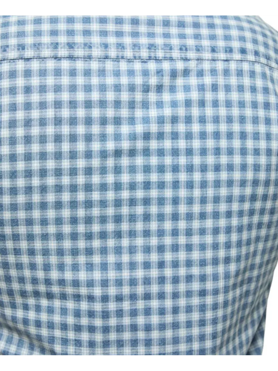 Мужская рубашка-кэмп с клеткой, модель Boxy Gingham Lucky Brand — изображение 6 из 6, синий