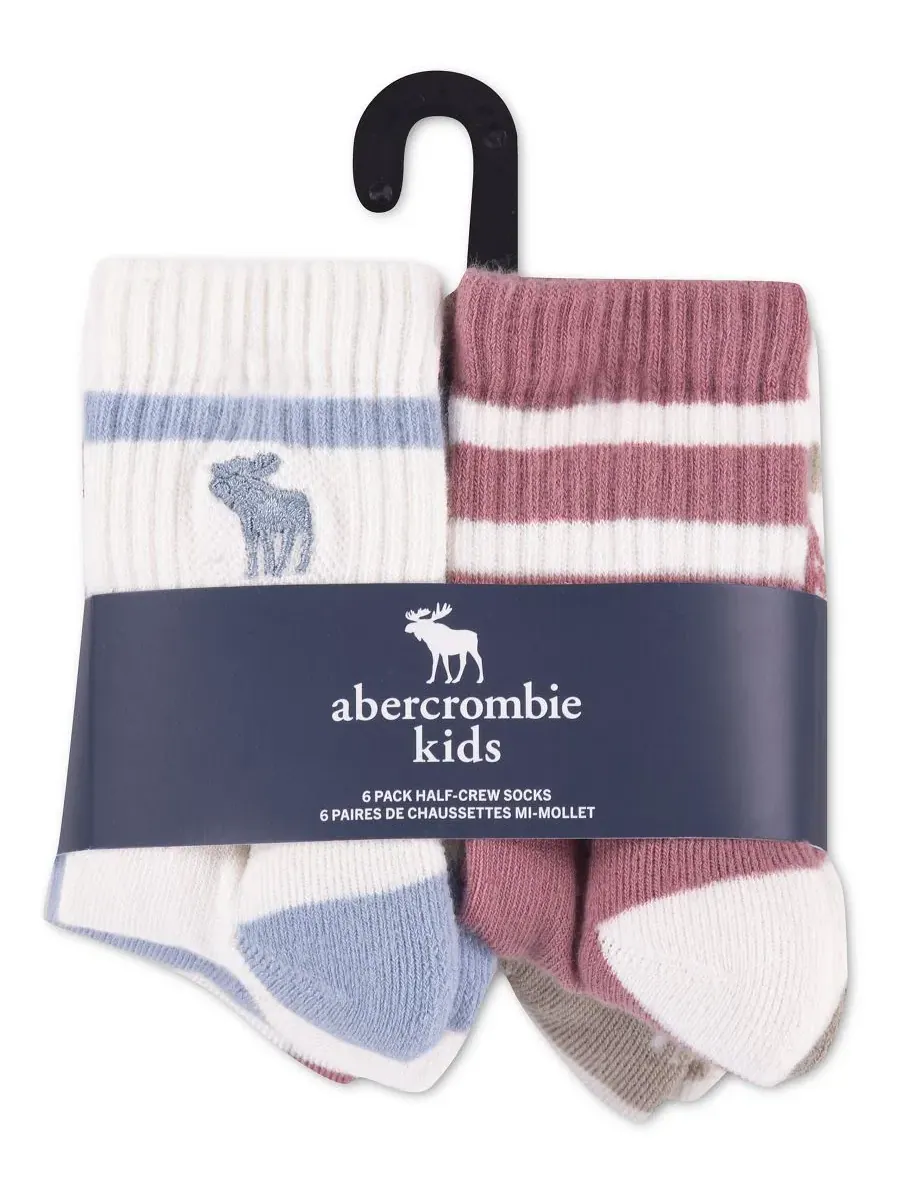Полукруглые носки для мальчиков и девочек, 6 пар, комплект из 6 пар Abercrombie Kids — изображение 3 из 3, синий