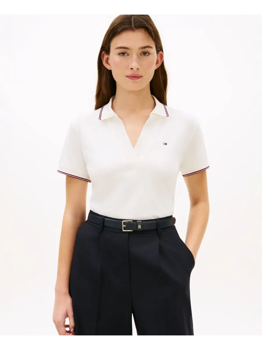 Женская футболка-поло с коротким рукавом и воротником-стойкой Johnny Collar Tommy Hilfiger