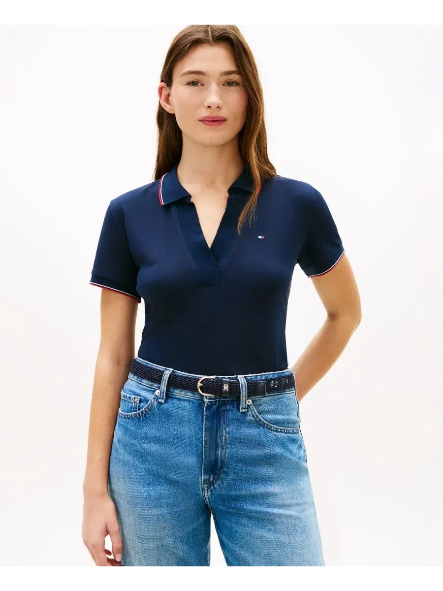 Женская футболка-поло с коротким рукавом и воротником-стойкой Johnny Collar Tommy Hilfiger