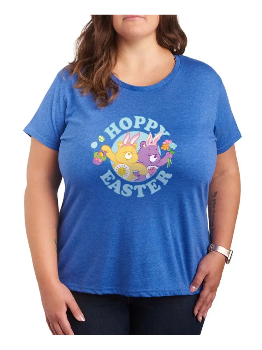 Футболка с коротким рукавом и принтом "Мишки Care Bears: Пасха" для полных женщин Hybrid Apparel — изображение 1 из 3, синий