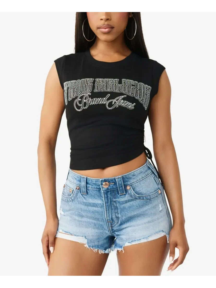 Женская детская блузка с кристальными боковыми складками True Religion