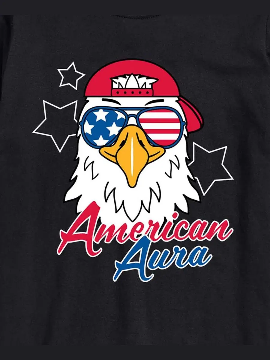 Мужская футболка с коротким рукавом и графическим принтом American Aura Eagle Airwaves — изображение 3 из 3, черный