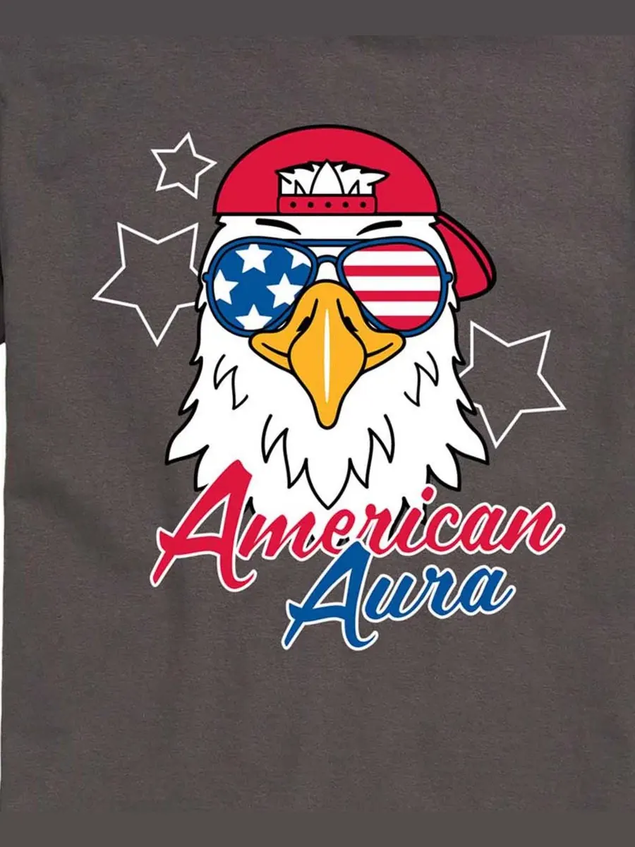 Мужская футболка с коротким рукавом и графическим принтом American Aura Eagle Airwaves — изображение 3 из 3, темно-серый