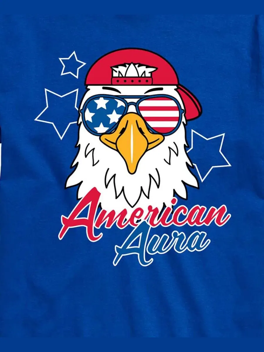 Мужская футболка с коротким рукавом и графическим принтом American Aura Eagle Airwaves — изображение 3 из 3, синий