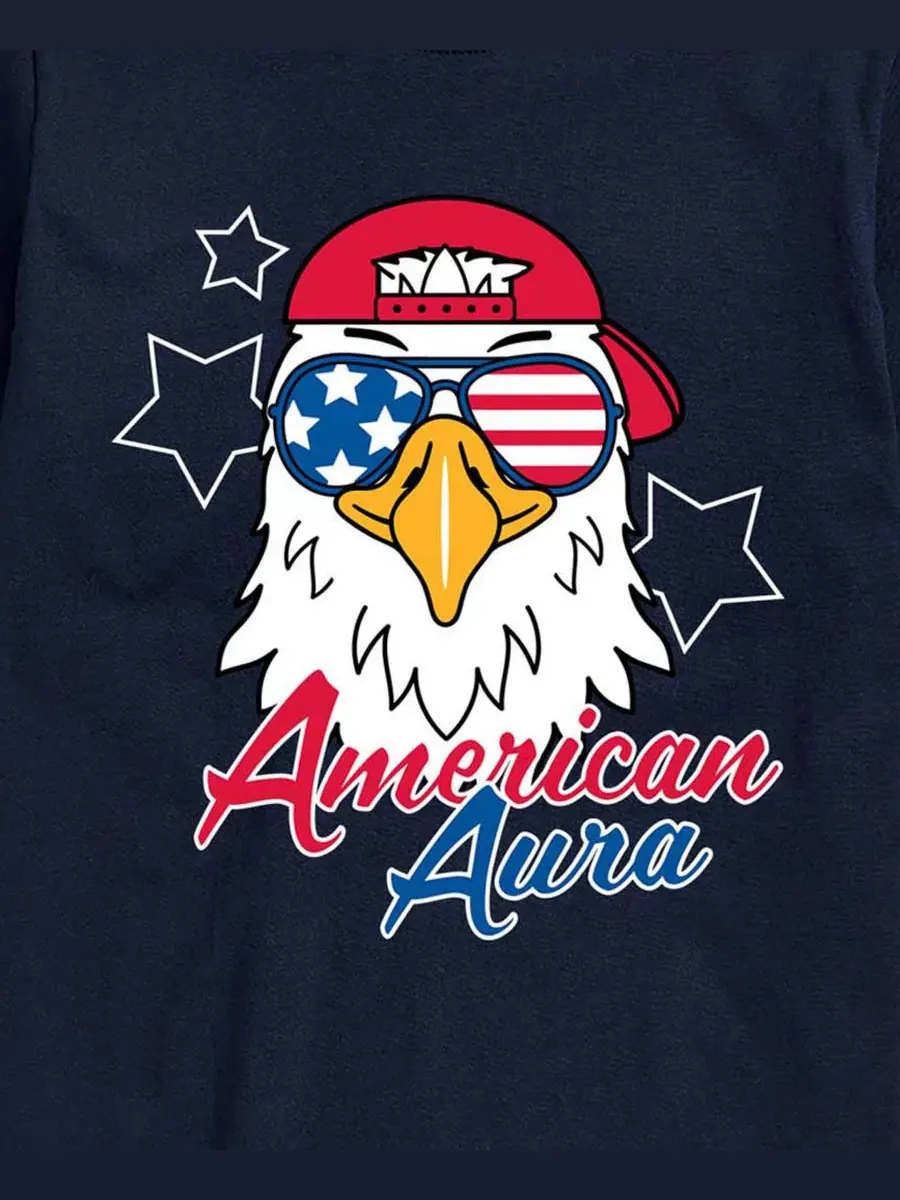 Мужская футболка с коротким рукавом и графическим принтом American Aura Eagle Airwaves — изображение 1 из 3, темно-синий