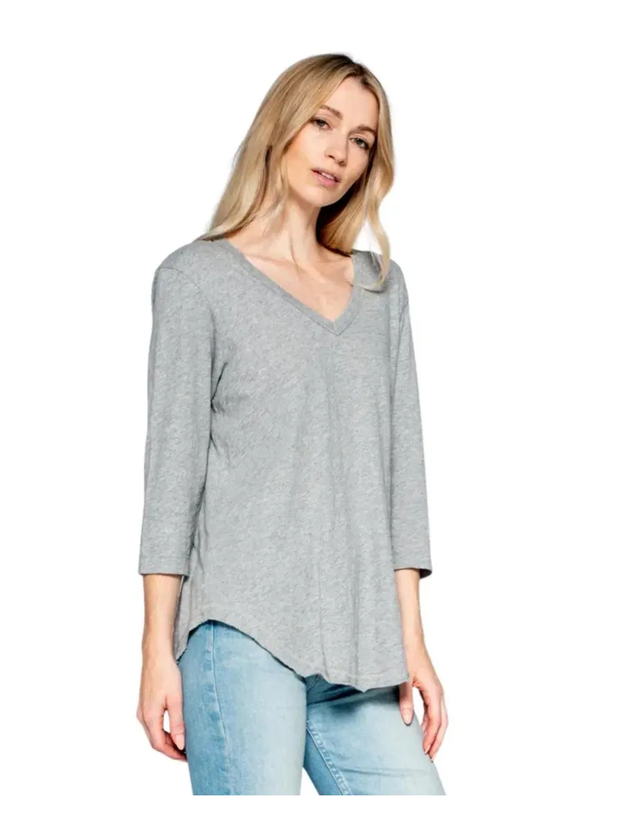 Женская футболка WILT с рукавом 3/4 и V-образным вырезом Wilt Clothing — изображение 3 из 3, серый