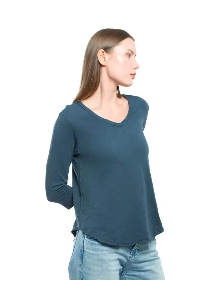 Женская футболка WILT с рукавом 3/4 и V-образным вырезом Wilt Clothing — изображение 2 из 4, синий