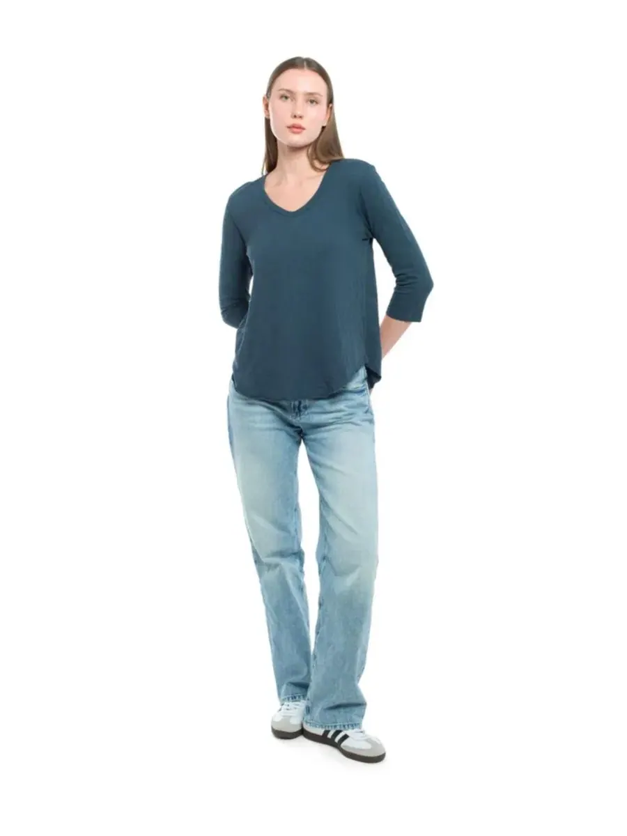 Женская футболка WILT с рукавом 3/4 и V-образным вырезом Wilt Clothing — изображение 3 из 4, синий