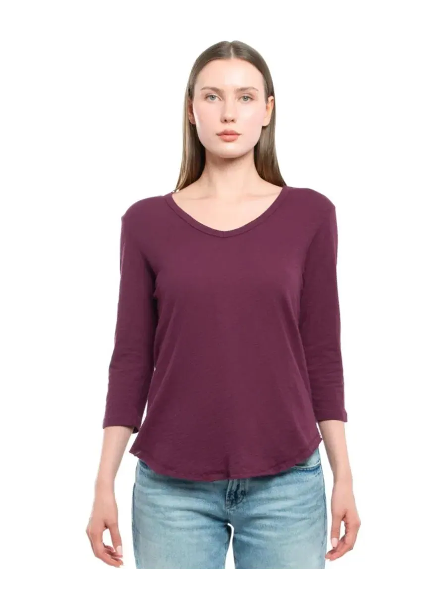 Женская футболка WILT с рукавом 3/4 и V-образным вырезом Wilt Clothing — изображение 1 из 4, фиолетовый