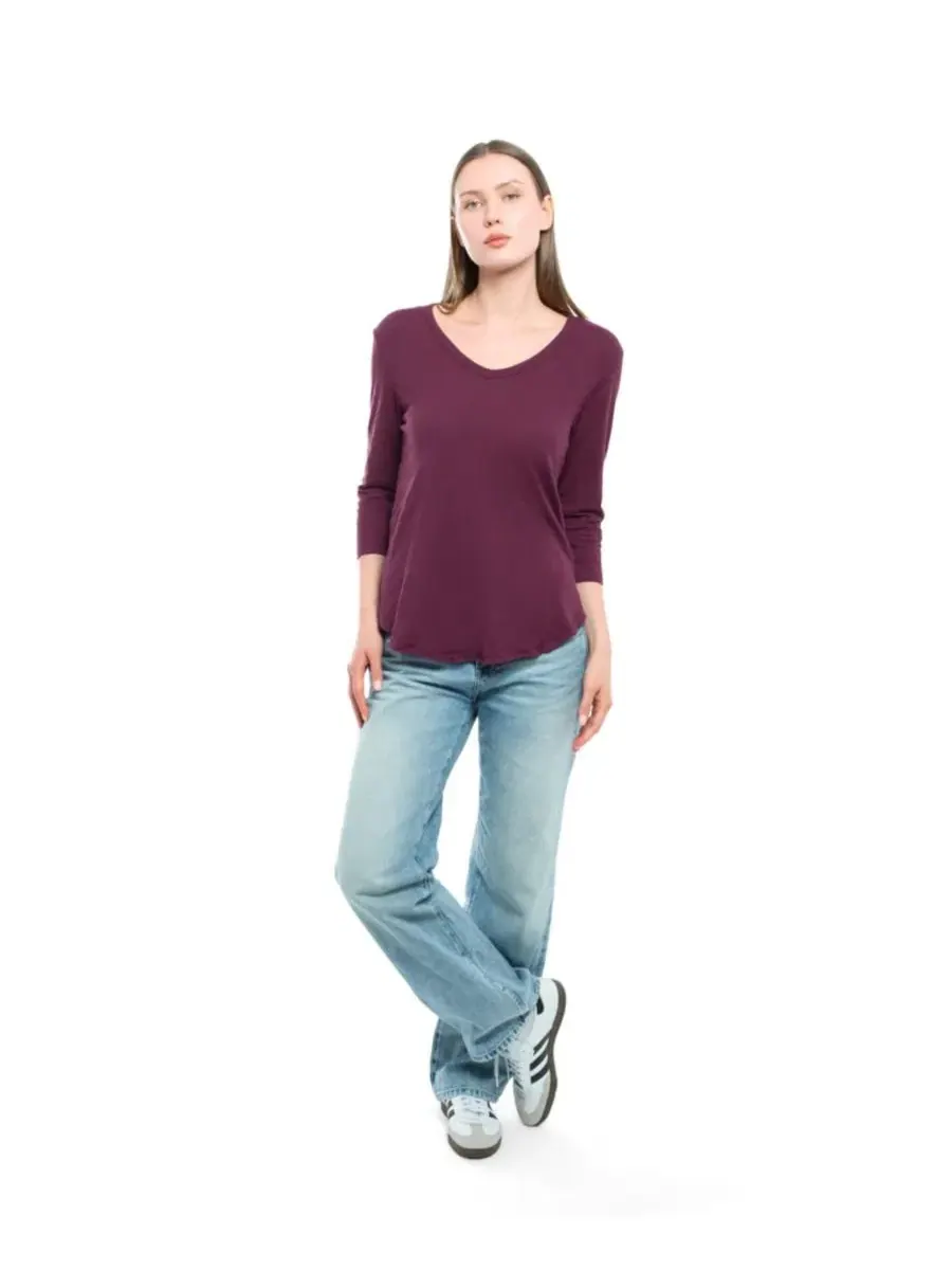 Женская футболка WILT с рукавом 3/4 и V-образным вырезом Wilt Clothing — изображение 2 из 4, фиолетовый