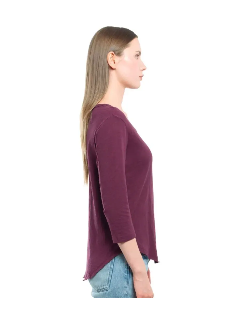 Женская футболка WILT с рукавом 3/4 и V-образным вырезом Wilt Clothing — изображение 3 из 4, фиолетовый