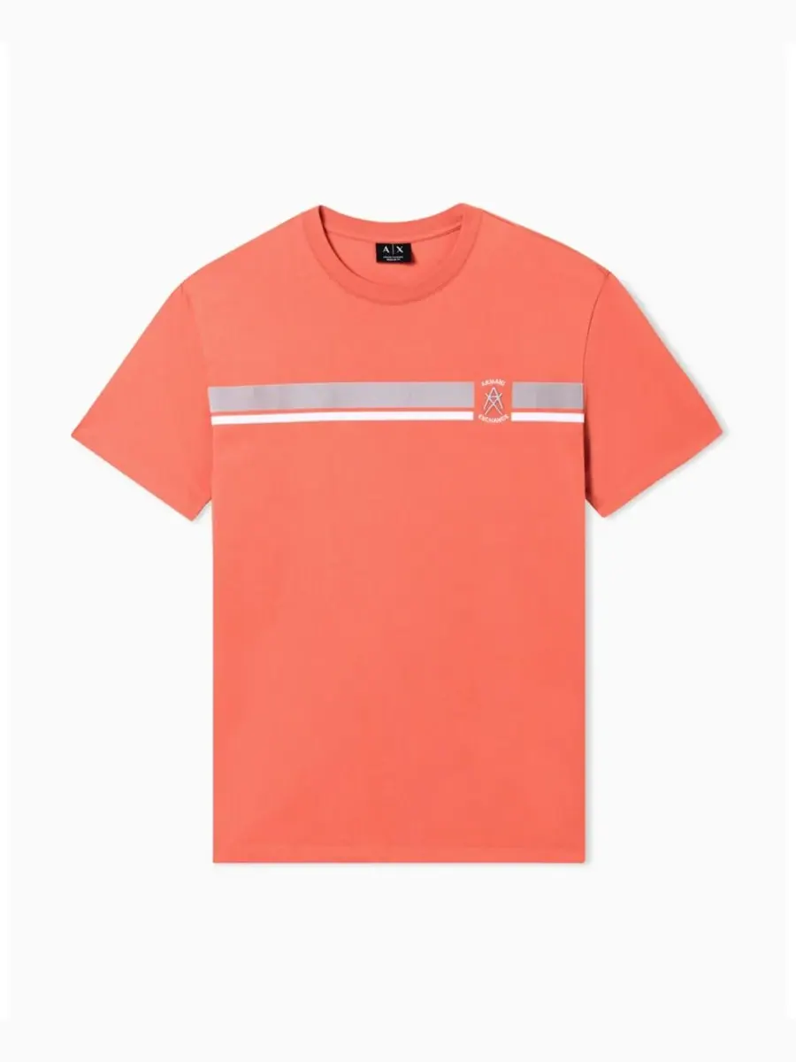 Мужская футболка с коротким рукавом и бархатной полосой A|X Armani Exchange — изображение 4 из 5, оранжевый
