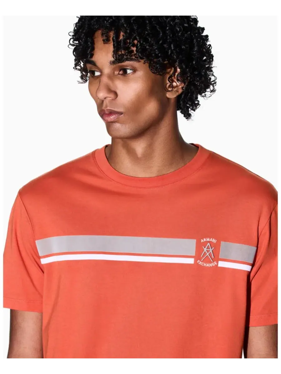 Мужская футболка с коротким рукавом и бархатной полосой A|X Armani Exchange — изображение 5 из 5, оранжевый