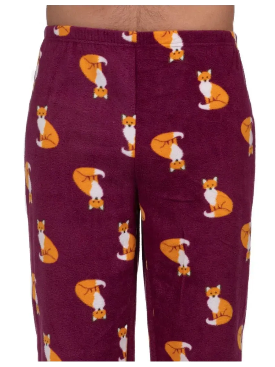 Мужские флисовые пижамные брюки с принтом Leveret, Fox Maroon — изображение 3 из 3