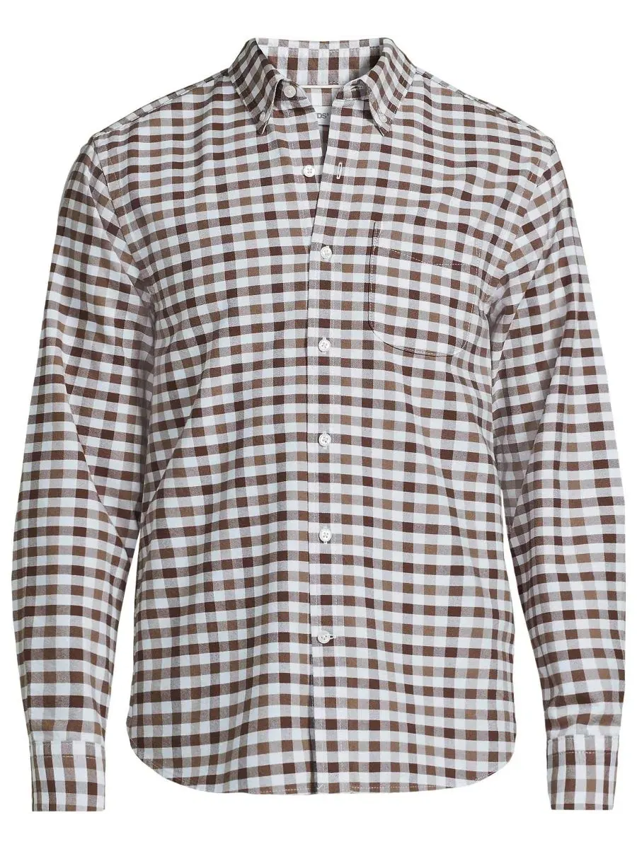 Классическая рубашка оксфорд с длинным рукавом Sail Rigger Lands' End, Carafe Vintage Taupe Gingham — изображение 1 из 4
