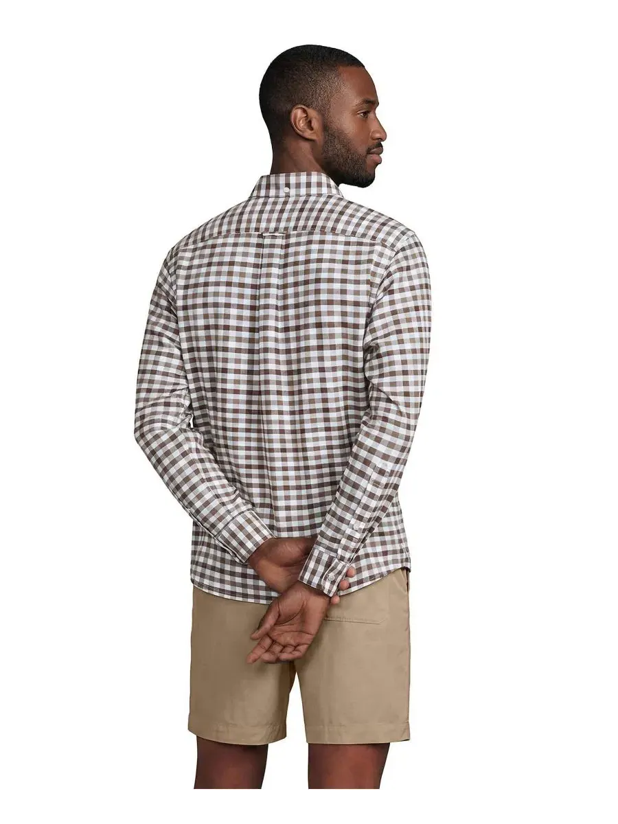 Классическая рубашка оксфорд с длинным рукавом Sail Rigger Lands' End, Carafe Vintage Taupe Gingham — изображение 3 из 4