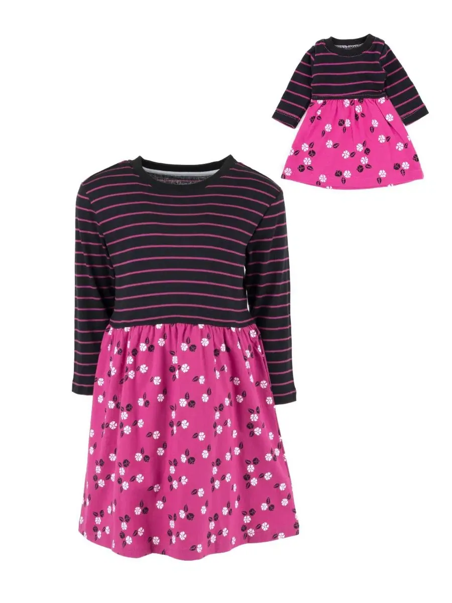 Платье-трапеция с длинным рукавом из хлопка Big Girls Matching Doll 100% Cotton Long Sleeve Skirt — изображение 2 из 3