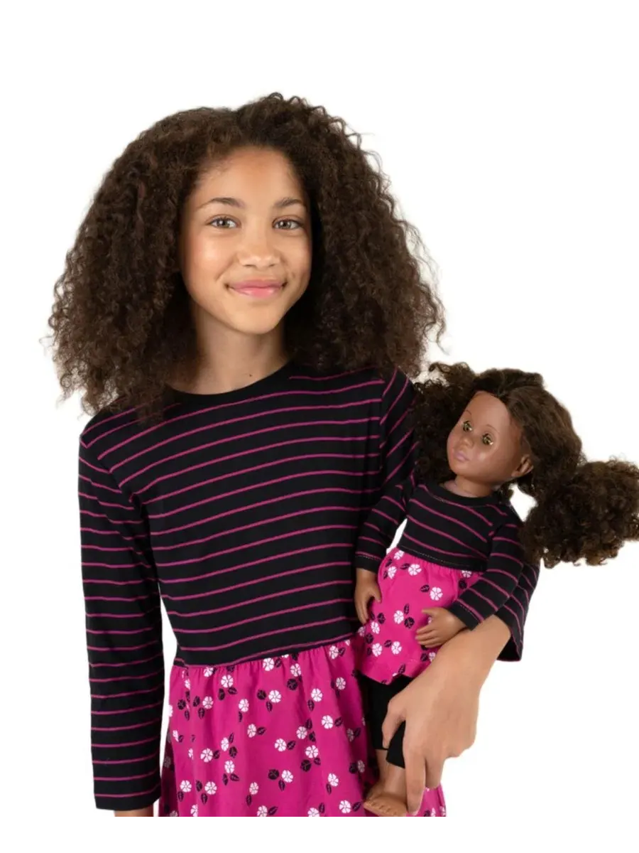 Платье-трапеция с длинным рукавом из хлопка Big Girls Matching Doll 100% Cotton Long Sleeve Skirt — изображение 3 из 3