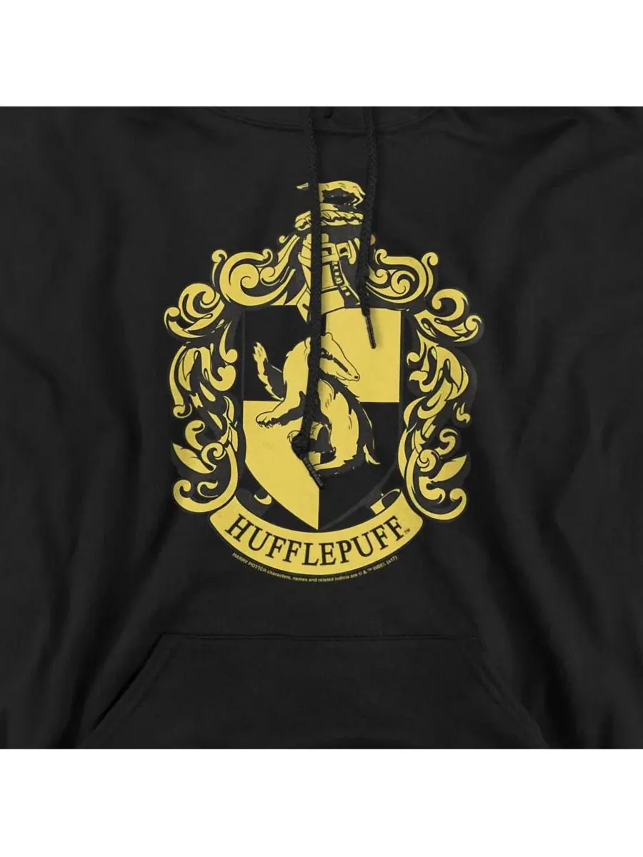 Худи с принтом Hufflepuff Crest Harry Potter — изображение 2 из 3, черный