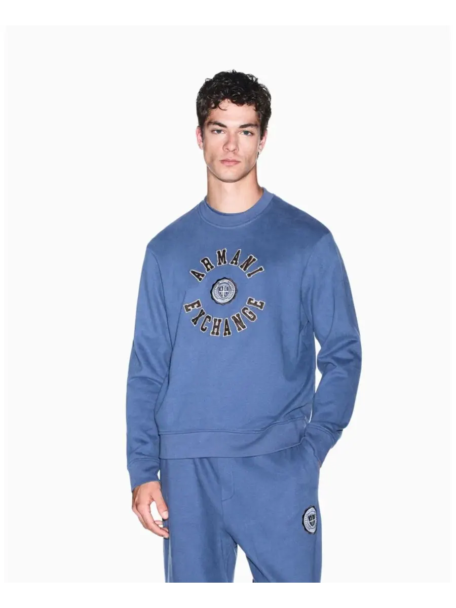 Свитшот с круглым вырезом Crossover Crewneck Vintage Indigo A|X Armani Exchange — изображение 1 из 8, винтажный индиго