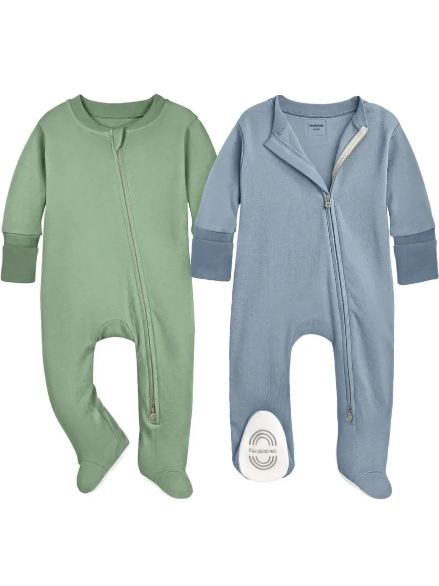 Комплект детских пижам с закрытыми ножками, 2 шт, 100% хлопок, Soothe Sleep N' Play KeaBabies