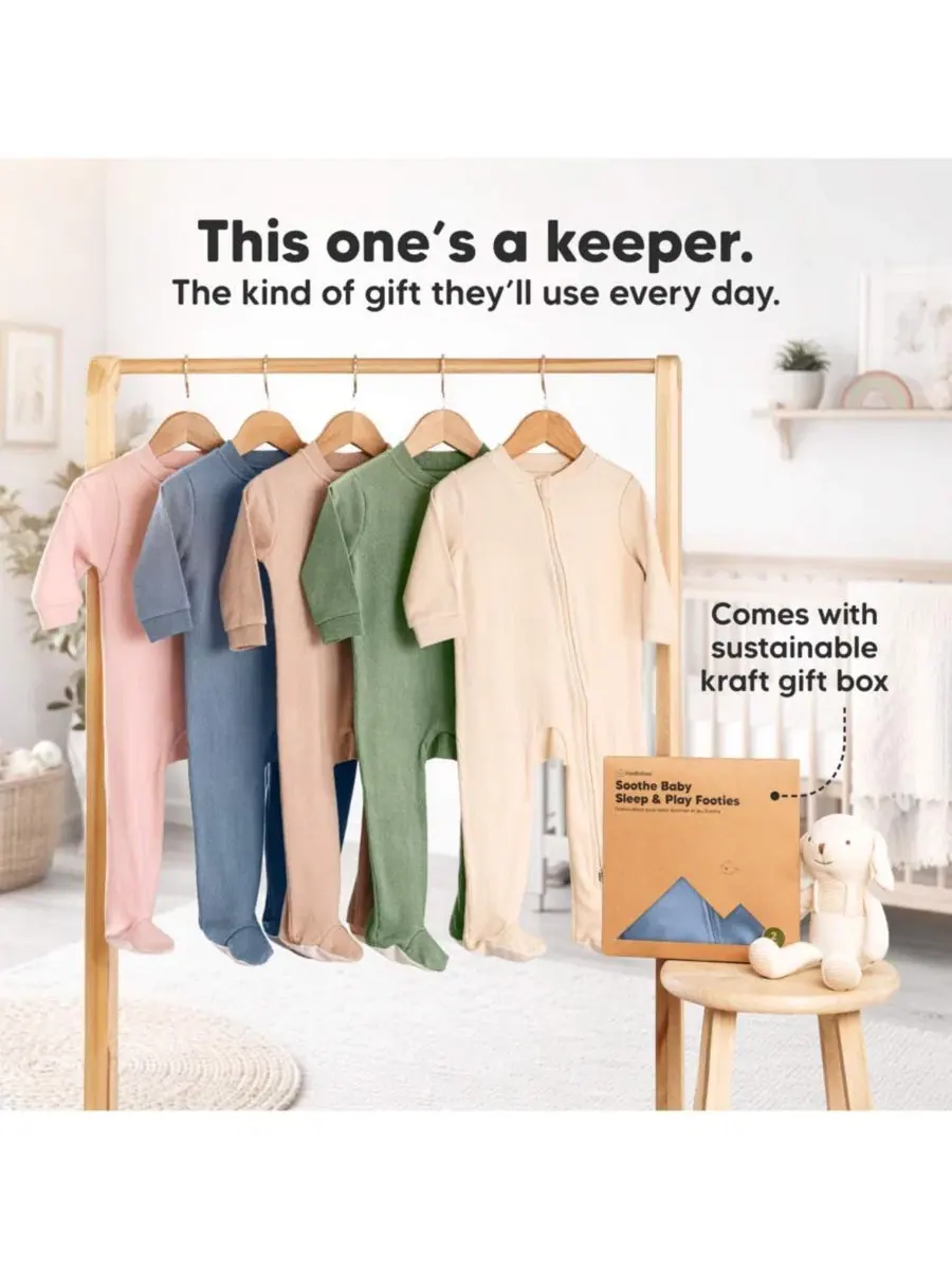 Комплект детских пижам-слипов из хлопка Soothe Sleep N' Play Footed Pajama, 2 шт. KeaBabies — изображение 9 из 9, розовый