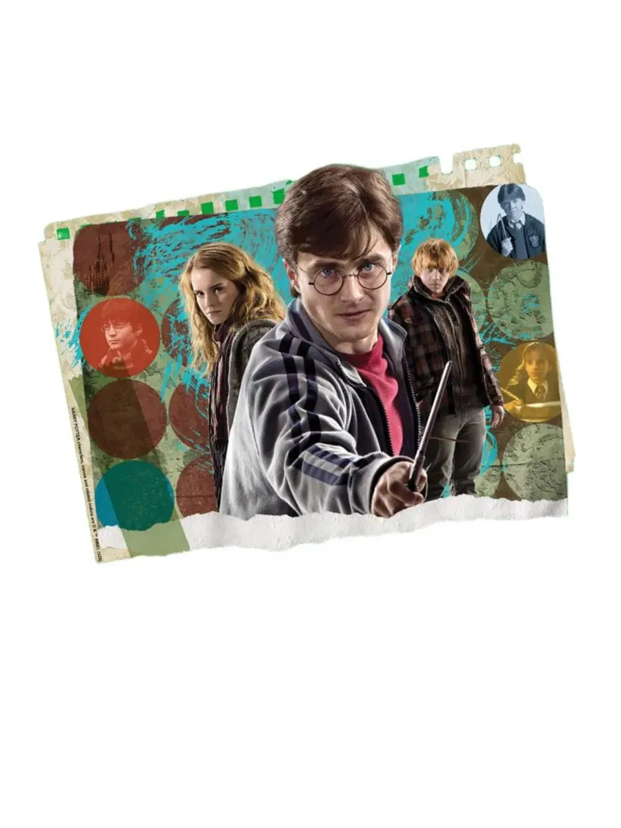 Футболка с фотоколлажем Гарри, Гермионы и Рона Harry Potter — изображение 2 из 3, зеленый