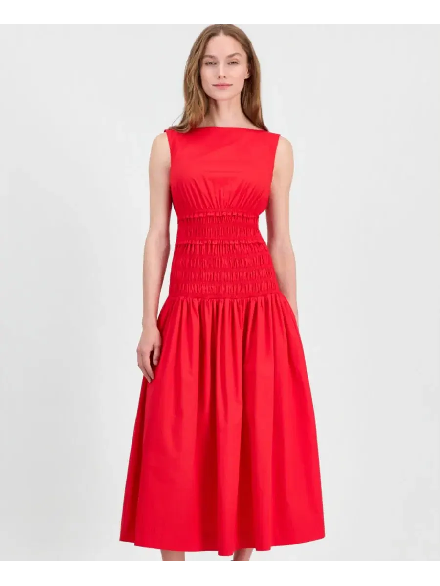 Платье-миди с принтом, без рукавов Anne Klein — изображение 2 из 5, красный