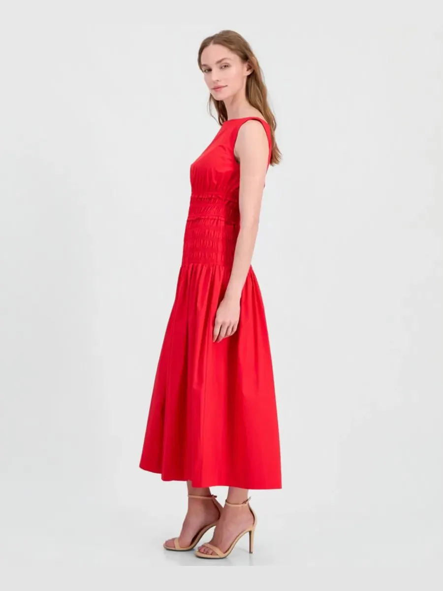 Платье-миди с принтом, без рукавов Anne Klein — изображение 3 из 5, красный