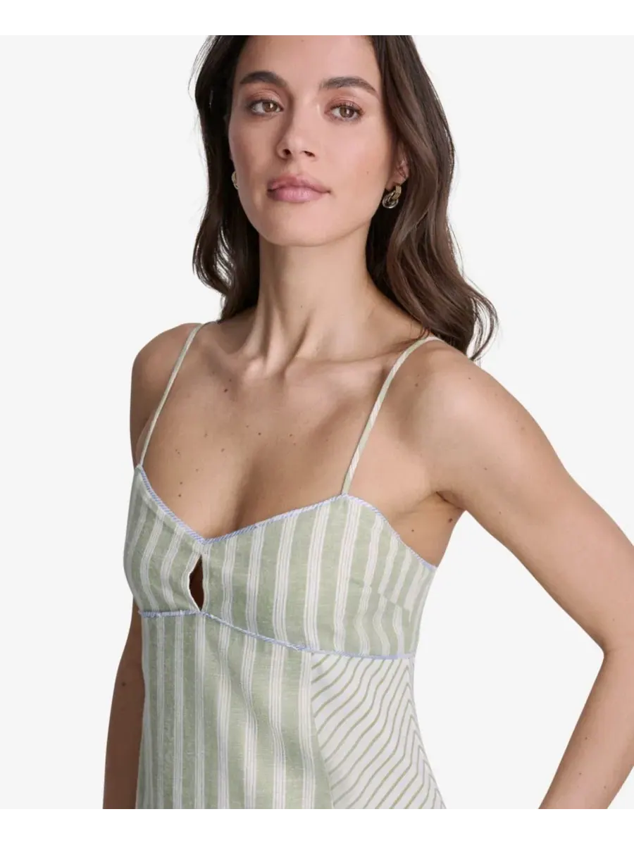 Платье миди с принтом в полоску, модель Striped High-Low BCBG — изображение 4 из 11, белый