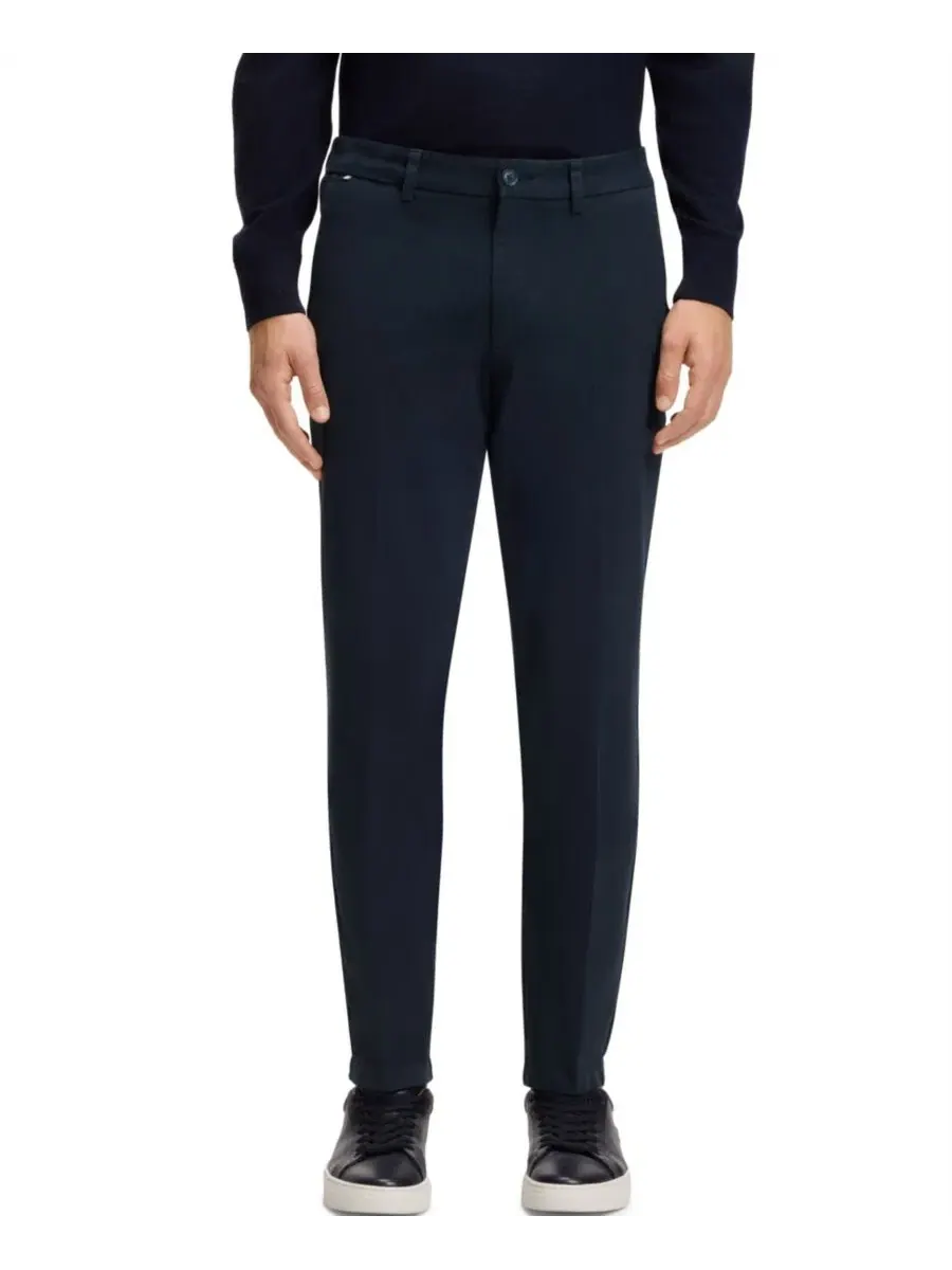 Брюки прямого кроя из хлопкового габардина с эластаном Hugo Boss — 1