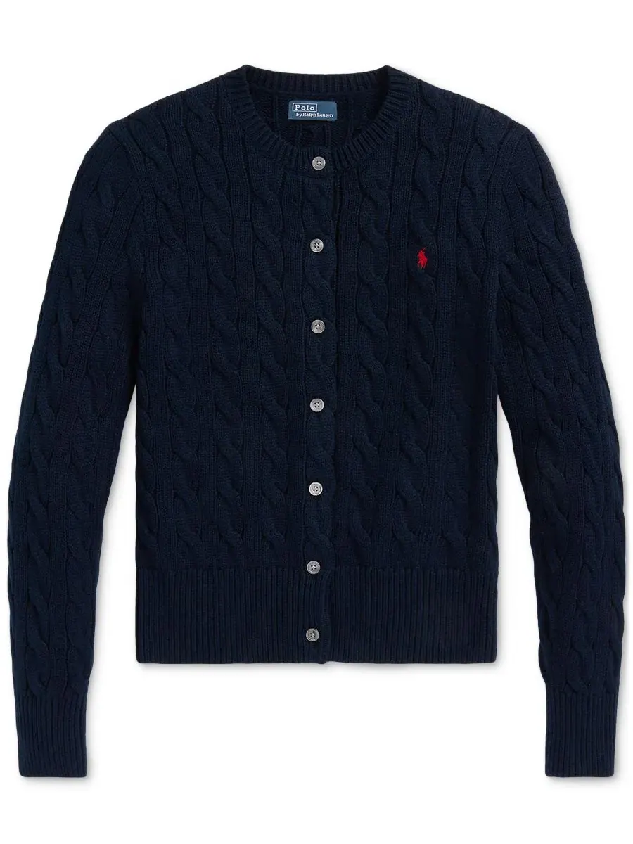 Кардиган женский с воротником-поло, хлопковый Polo Ralph Lauren — изображение 9 из 19, темно-синий