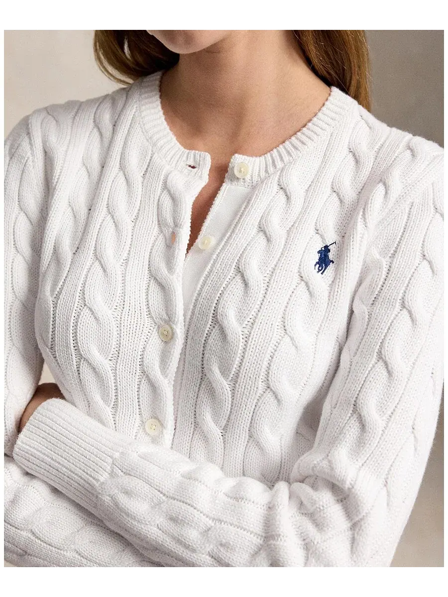 Кардиган на пуговицах с воротником-гольф из хлопка, женский Polo Ralph Lauren — изображение 19 из 19, синий