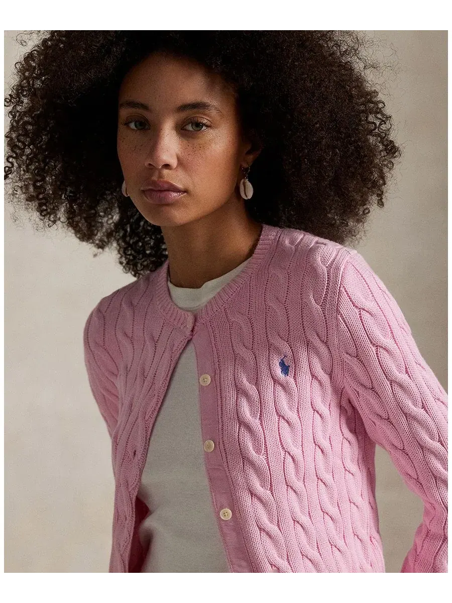 Кардиган женский с воротником-гольф из хлопка Polo Ralph Lauren — изображение 3 из 19, розовый