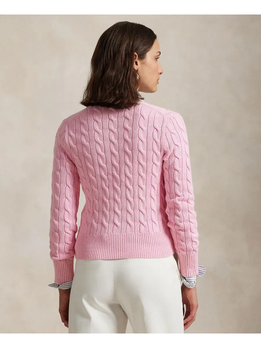 Кардиган женский с воротником-гольф из хлопка Polo Ralph Lauren — изображение 8 из 19, розовый