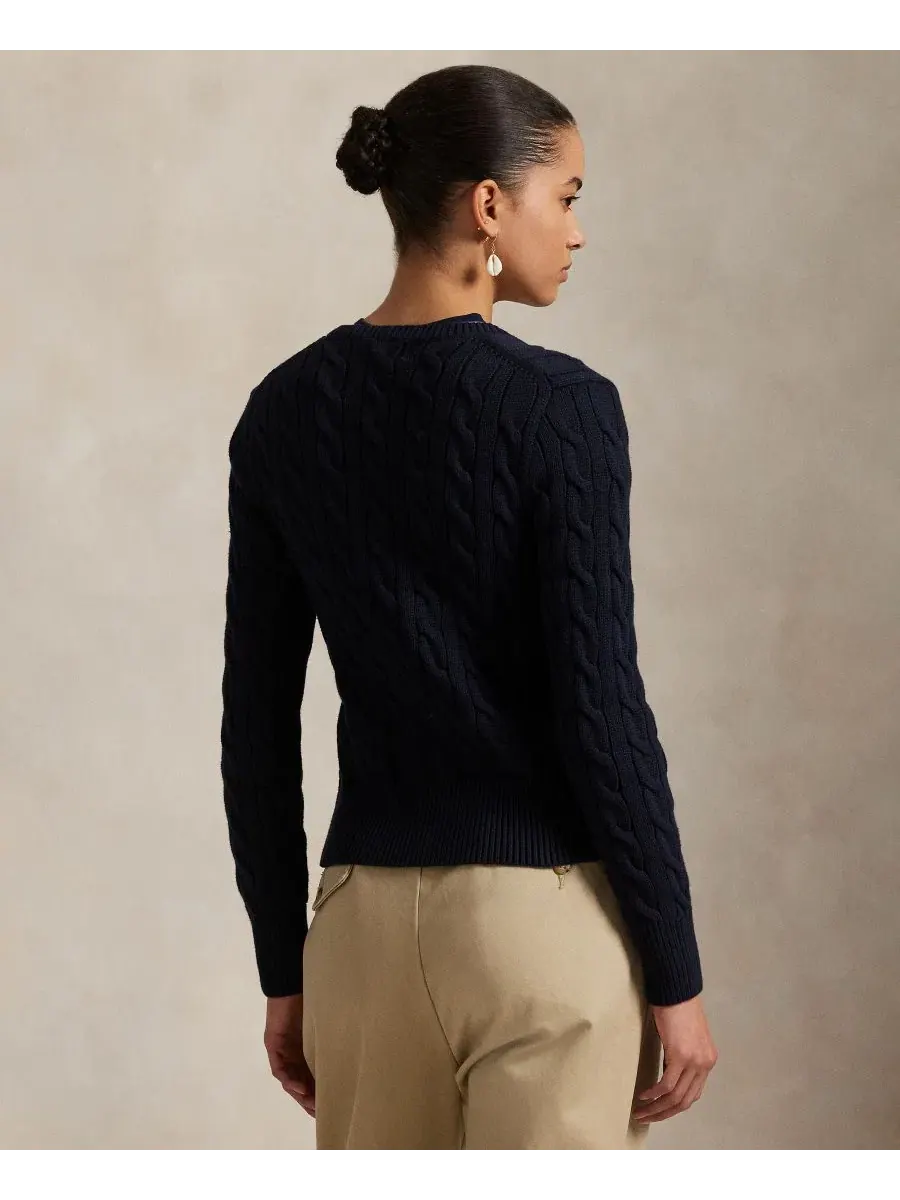 Женский кардиган-водолазка с косами, хлопковый Polo Ralph Lauren — изображение 14 из 20, розовый