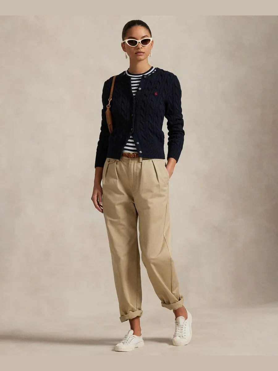 Кардиган с воротником-гольф из хлопка Cable-Knit Polo Ralph Lauren — изображение 15 из 19, белый