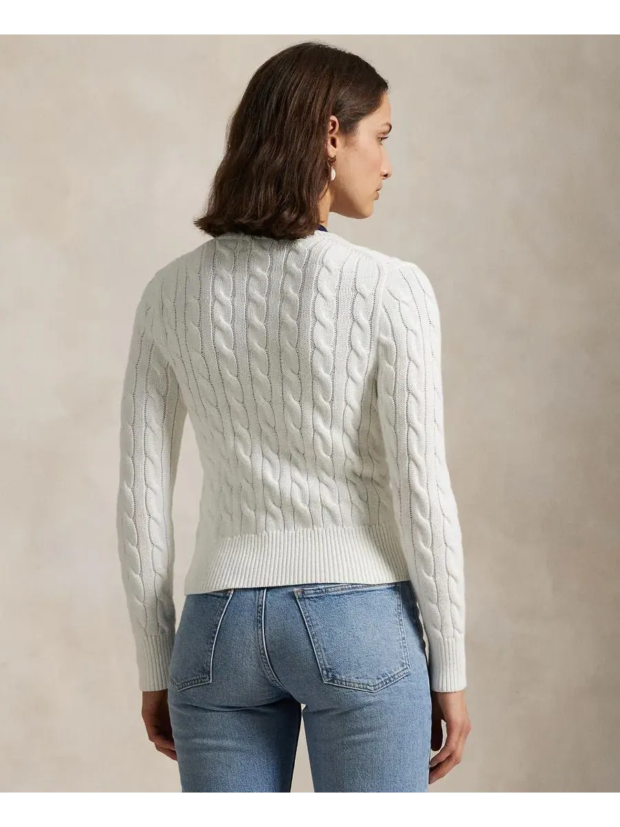 Кардиган с воротником-гольф из хлопка Cable-Knit Polo Ralph Lauren — изображение 8 из 19, белый