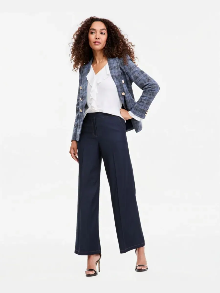 Брюки укороченные с широкими штанинами Tahari ASL Petite Wide-Leg Pants — синий