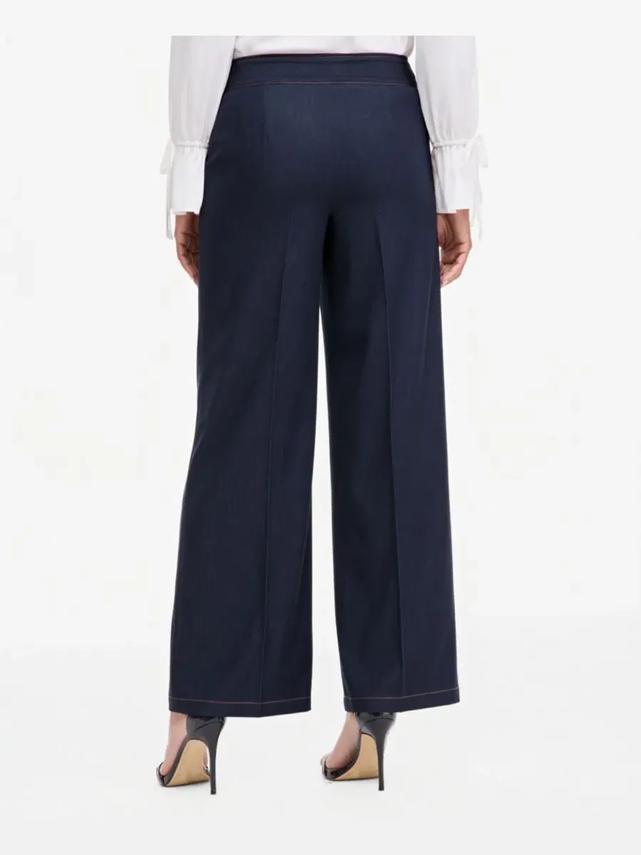 Брюки укороченные с широкими штанинами Tahari ASL Petite Wide-Leg Pants — изображение 4 из 4, темный джинсовый синий