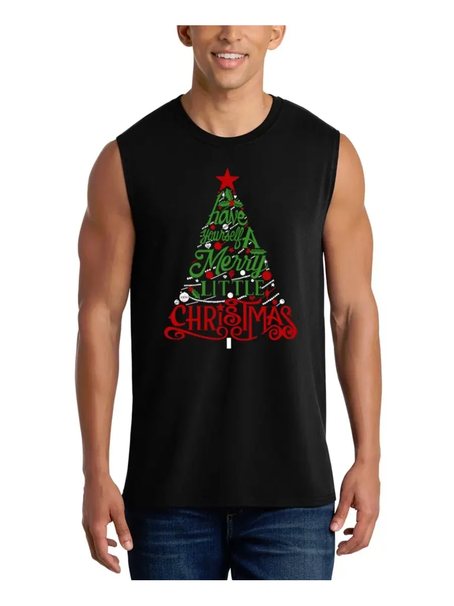 Футболка без рукавов с принтом Merry Christmas Tree Script LA Pop Art — изображение 1 из 4, черный