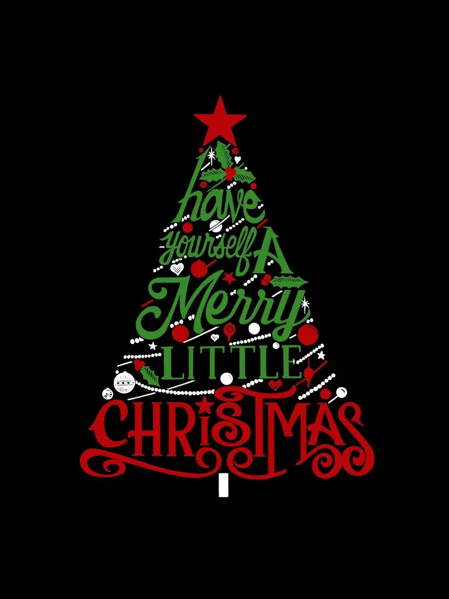 Футболка без рукавов с принтом Merry Christmas Tree Script LA Pop Art — изображение 4 из 4, черный