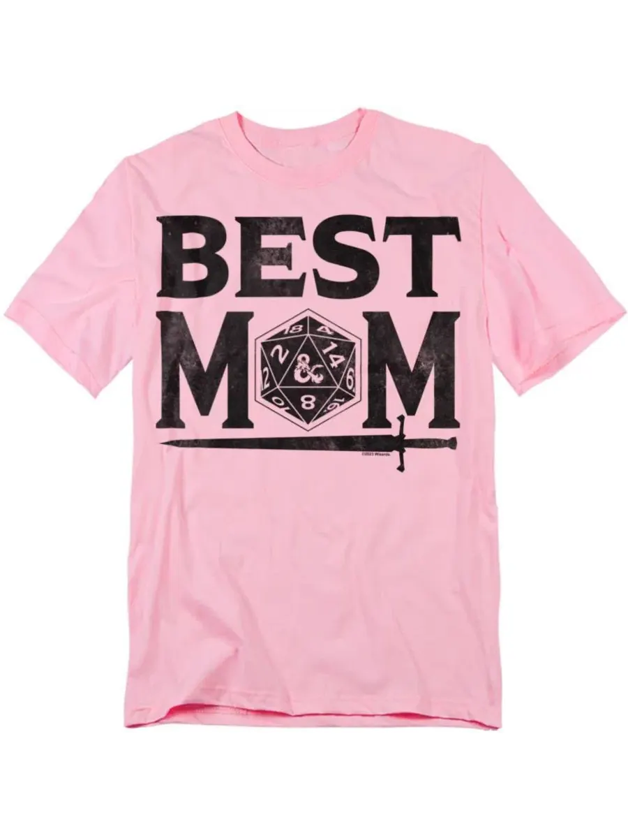 Футболка с принтом Best Mom D20 D&D — розовый